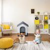 26 inch Plastic Dog House, Indoor Outdoor Doghouse Pet House with Air Vents and Elevated Floor