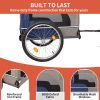 Tangkula Dog Bike Trailer, Breathable Mesh Dog Cart with 3 Entrances, Safety Flag, 8 Reflectors, Folding Pet Carrier Wagon with 20 Inch Wheels