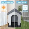 26 inch Plastic Dog House, Indoor Outdoor Doghouse Pet House with Air Vents and Elevated Floor