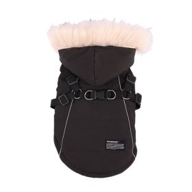 Pet Dog Hooded Jacket With Harness Winter Warm Dog Clothes Waterproof for Small Medium Dogs Coat Chihuahua French Bulldog Outfit (Color: A, size: XL)