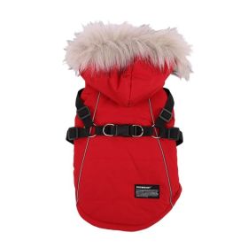 Pet Dog Hooded Jacket With Harness Winter Warm Dog Clothes Waterproof for Small Medium Dogs Coat Chihuahua French Bulldog Outfit (Color: c, size: M)