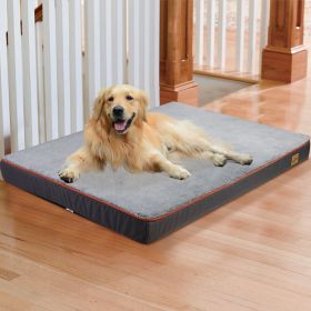 Large Orthopedic Dog Bed Kennel Memory Foam Waterproof Pet Bed with Removable Washable Cover Nonskid Bottom Joint Relief (Color: GRAY, size: XXL)
