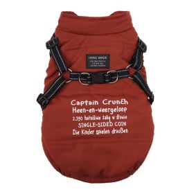 Pet Dog Hooded Jacket With Harness Winter Warm Dog Clothes Waterproof for Small Medium Dogs Coat Chihuahua French Bulldog Outfit (Color: O, size: XL)