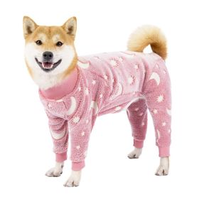 Dog Pajamas Fleece Winter Dog Clothes Four Legs Warm Home Jumpsuits Coat For Small Dogs Puppy Cat Onesies Coat Pet Clothing (Color: Pink, size: XL)