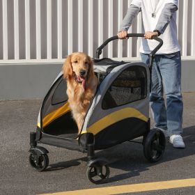 Dog Stroller Ultra-large 4 Wheels Pet Jogger Wagon Foldable Cart Travel Trolley Outdoor Animal Carrier Load Up To 55kg (size: XL)