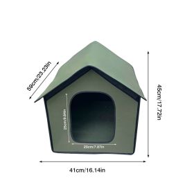 Pet House Outdoor Waterproof Weatherproof Dog Kennel Cat House Foldable Pet Shelter for Pets Indoor Outdoor Sleeping (Color: ArmyGreen L)