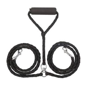2 Way Braided Nylon Dual Dog Leash Double Leash Rope Strong Pet Leash Walking Running Leads For Couplers With Soft Padded Handle (Color: B, size: L)