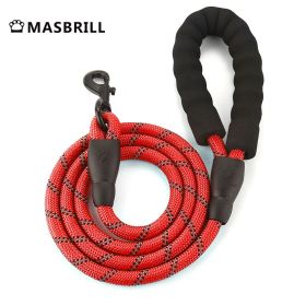 MASBRILL Dog Harness No Pull Nylon Adjustable Reflective Dog Vest Harness 2 Metal Leash Hooks Easy Control Handle Walking (Color: Red  Leash, size: L)