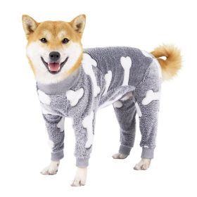 Dog Pajamas Fleece Winter Dog Clothes Four Legs Warm Home Jumpsuits Coat For Small Dogs Puppy Cat Onesies Coat Pet Clothing (Color: Grey, size: L)